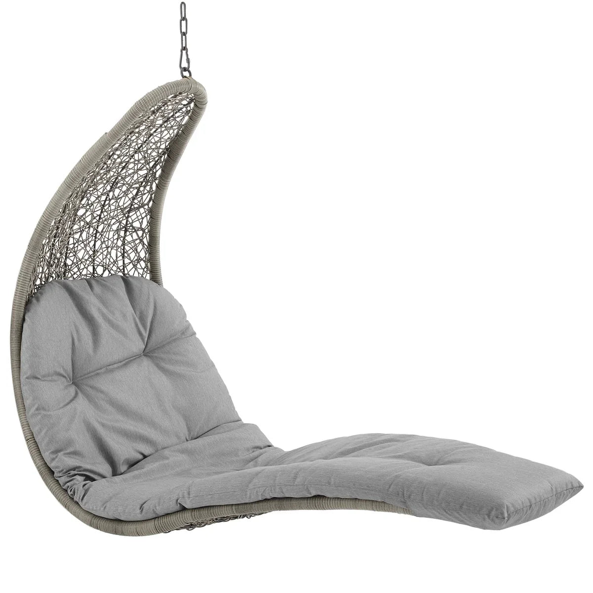 Landscape Hanging Chaise Lounge Outdoor Swing Chair in Light Gray Gray