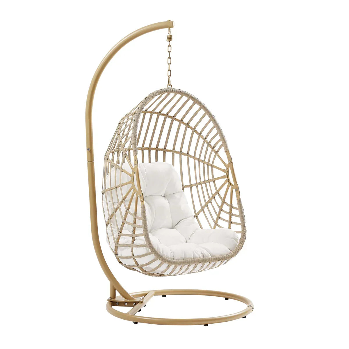Amalie Wicker Rattan Outdoor Patio Rattan Swing Chair in Natural White