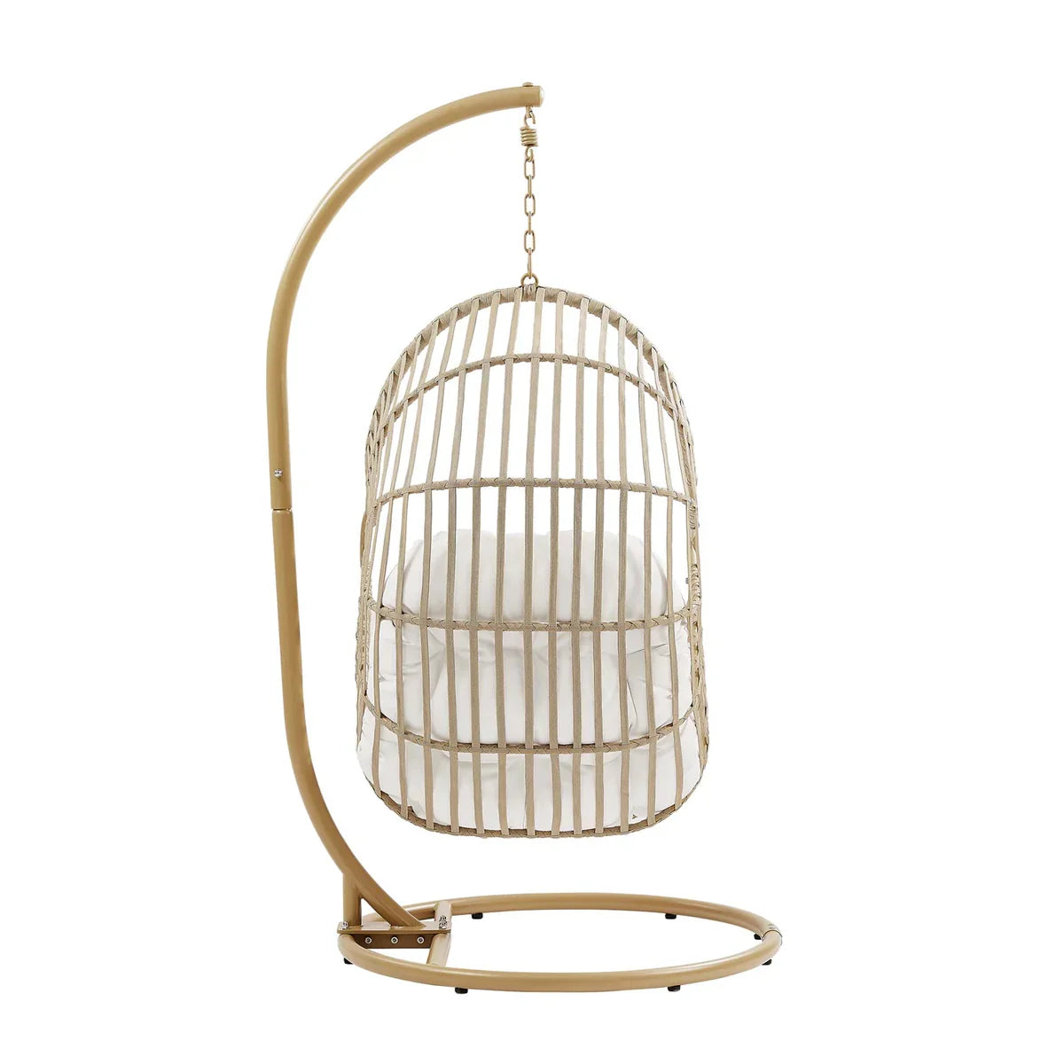 Amalie Wicker Rattan Outdoor Patio Rattan Swing Chair in Natural White