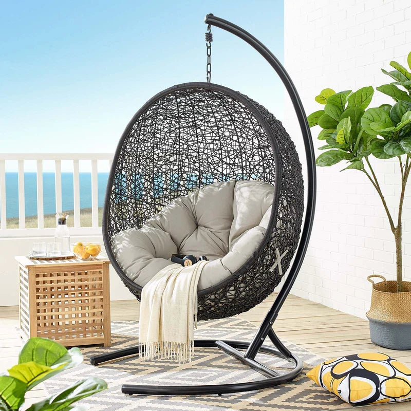 Encase Swing Outdoor Patio Lounge Chair in Beige