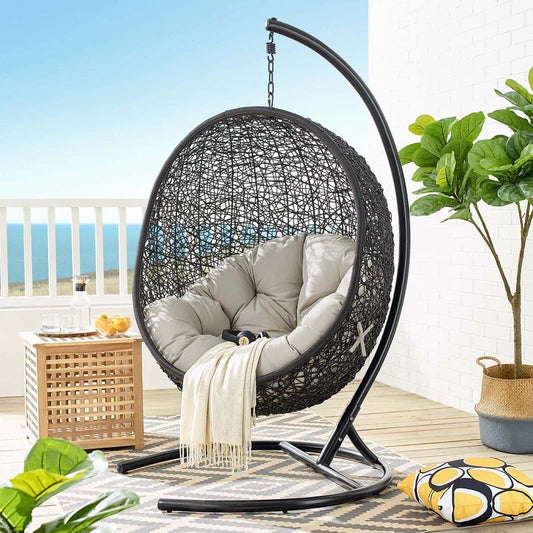 Encase Swing Outdoor Patio Lounge Chair in Beige